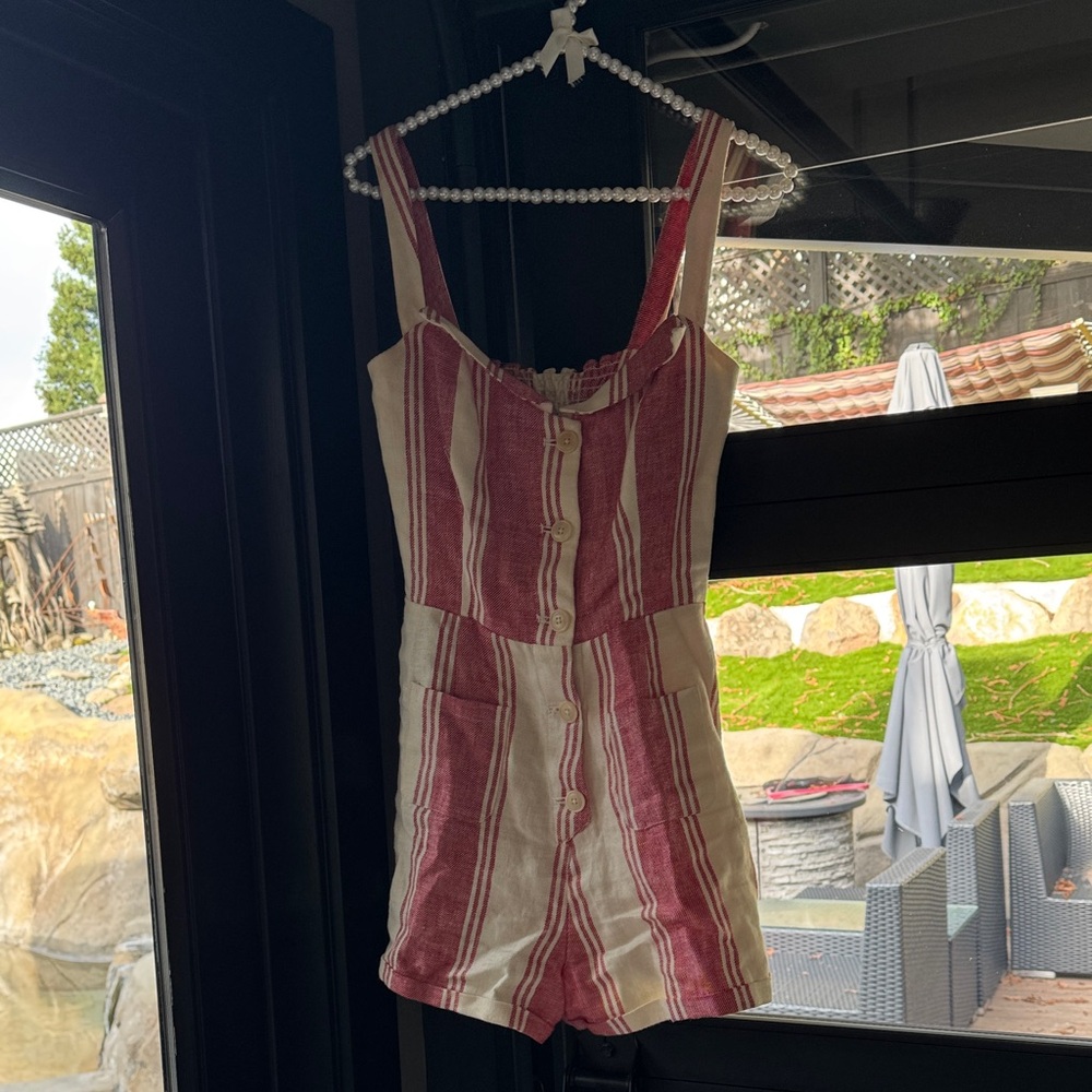 Reformation Red and White Striped Romper - Picture 3 of 5
